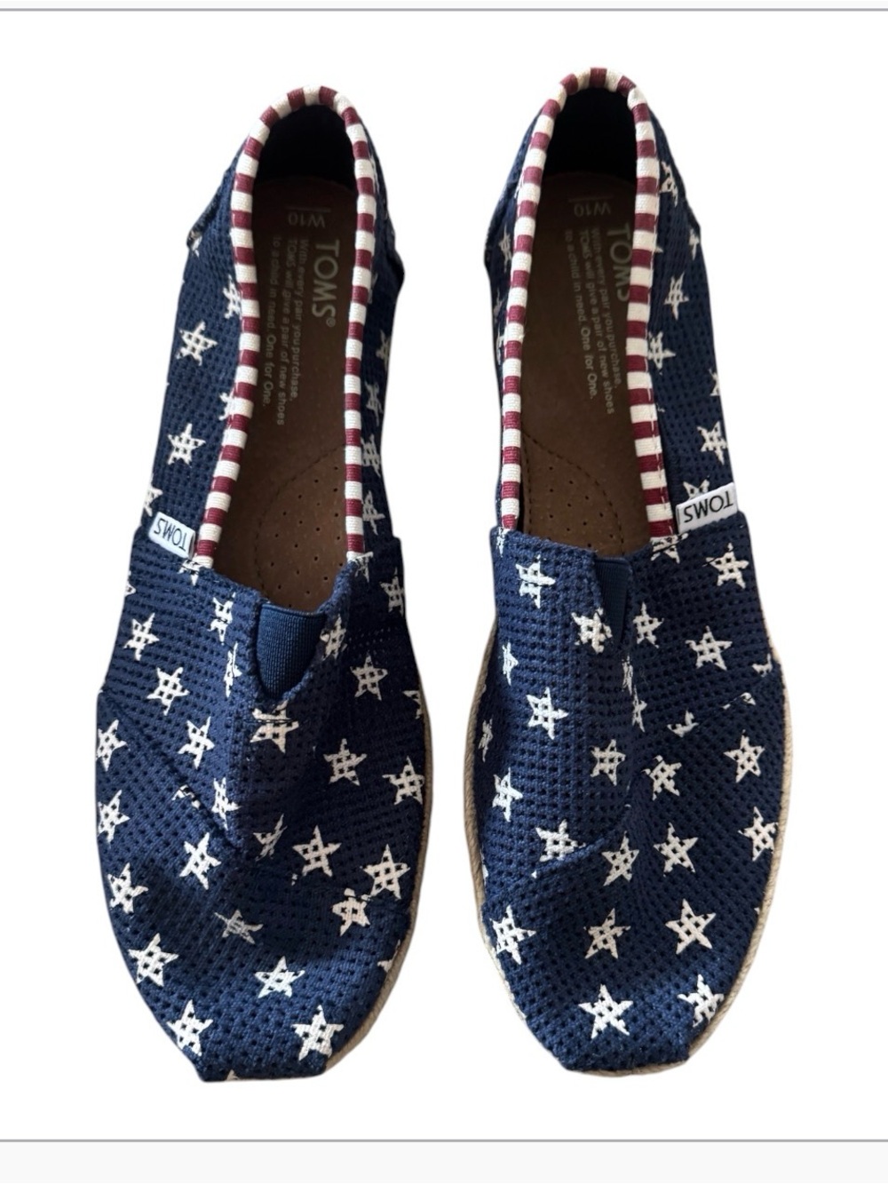 Toms Navy & White Star Canvas Slip-On Loafers